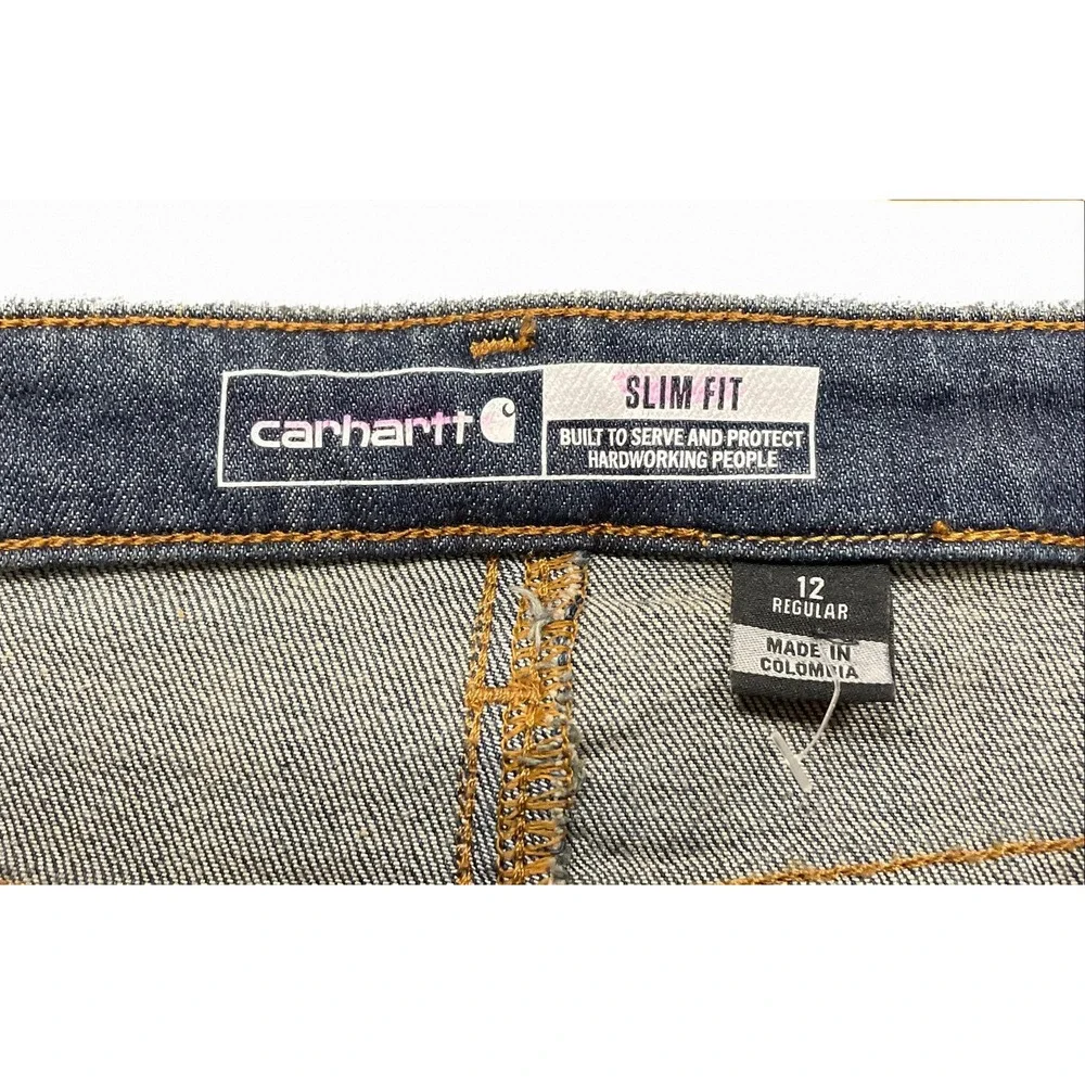 Carhartt Rugged Flex Slim Fit Tapered Jeans Womens 12 Regular Blue BD4976-W - Picture 3 of 4